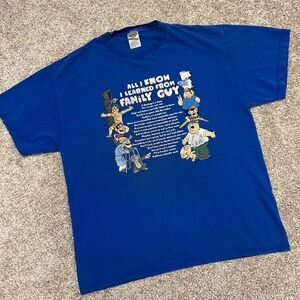 Vintage Y2K Family Guy Shirt All I Know I Learned From Family Guy Large Distress